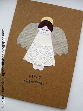 DIY:: How To: Vintage Angel Christmas Card but wouldn't it be cute on a package? Angel Christmas Cards, Christmas Card Tutorials, Angel Card, Vintage Angel, Christmas School, Angel Christmas, Diy Christmas Cards, Card Tutorial, Christmas Crafts For Kids