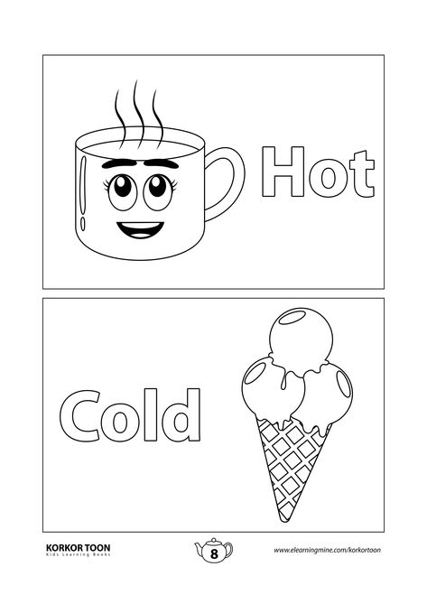 Opposites Coloring Book | Heavy And Light Page Em 2021 Hot And Cold Worksheet, Preschool Opposites, Opposites For Kids, Opposites Preschool, The Opposites, Work Binder, Teach English To Kids, Learning Alphabet, Coloring Pages Easy