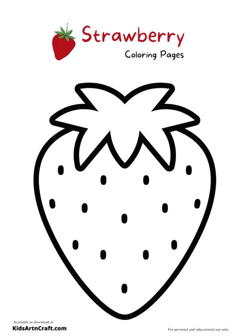 Strawberry Coloring Pages For Kids – Free Printables Check more at https://www.kidsartncraft.com/strawberry-coloring-pages/ Strawberry For Coloring, Strawberry Colouring Pages, Strawberry Activity For Preschool, Strawberry Art And Craft, Printable Strawberry Template, Coloring Fruits For Kids, Strawberry Coloring Pages Free Printable, Strawberry Template Free Printable, Strawberry Crafts For Toddlers