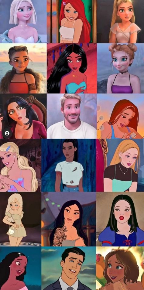 Asian Disney Characters, Disney Princess Modern Art, Genderbent Disney Princesses, Modern Disney Princess Drawings, Disney Fan Art Princesses, Modern Disney Princess Aesthetic, Disney Princess Glow Up, Disney Fan Art Dirty, Drawing Disney Princesses