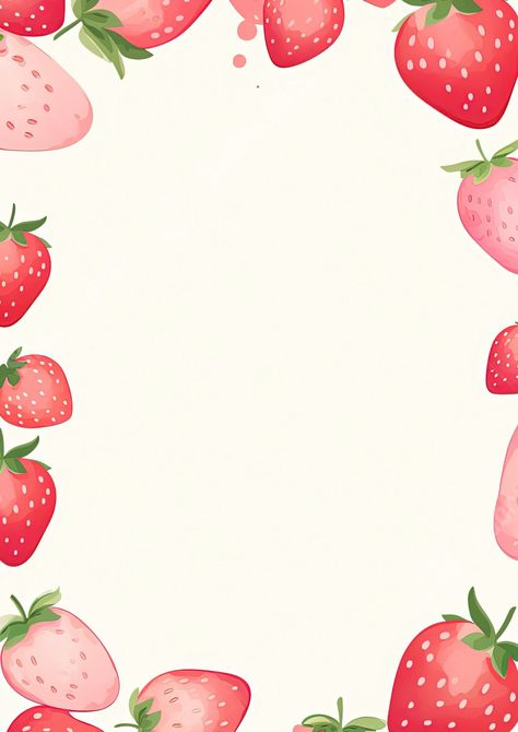 strawberry frame background Strawberry Invitation Template, Strawberry Background, Creative Book Cover Designs, Beautiful Borders, Creative Book Covers, Border Templates, Page Borders, Frame Background, Cute Strawberry