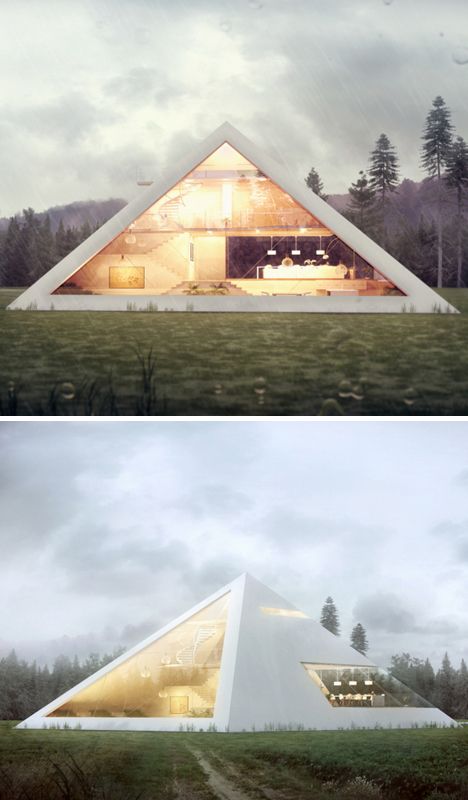 Futuristic Pyramid House Fit for an Ultra-Modern Pharaoh [Futuristic Architecture: http://futuristicnews.com/category/future-architecture/] Pyramid House, Architecture Cool, Futuristic Home, Unusual Homes, Unique Houses, Modern Architecture House, Inside And Outside, Architecture Exterior, Futuristic Architecture