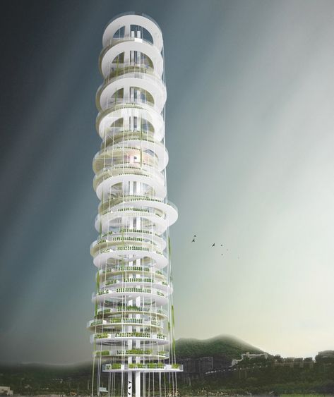 dynamic vertical networks proposal | japa architects Dynamic Architecture, Vertical Farming, New Architecture, Skyscraper Architecture, Renzo Piano, Interesting Buildings, Green Architecture, Amazing Buildings, Architecture Rendering