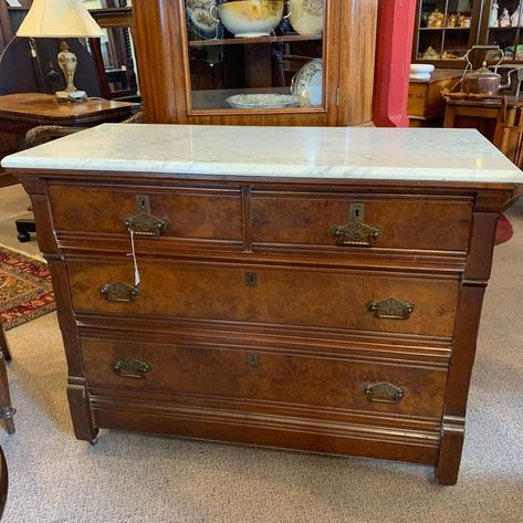 Land and Ross Antique & Design on Instagram: “Marble topped three drawer walnut chest. Circa 1875/80. ***$495***42” wide x 19” deep x 34” tall. Clean original finish & hardware, marble…” Antique Dresser With Marble Top, Antique Marble Top Dresser, Dresser Marble Top, Marble Top Dresser, Chest Of Draws, Antique Design, Antique Dresser, Marble Top, Chest Of Drawers