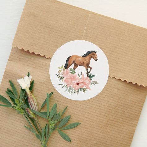 Pink Floral Horse Birthday Party Classic Round Sticker - tap, personalize, buy right now! #ClassicRoundSticker #horse #party, #floral, #gallop #on Horse Birthday Party, Horse Birthday Parties, Elegant Horse, Horse Party, Horse Birthday, Farm Birthday, Birthday Template, Round Stickers, Gift Wrapping Supplies