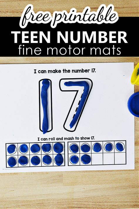 Teen Numbers Play Dough Mats - Fantastic Fun & Learning Teen Numbers Kindergarten Activities, Numbers Eyfs, Teaching Teen Numbers, Teen Numbers Kindergarten, Number Activities Kindergarten, Math Stations Kindergarten, Recognizing Numbers, Number Activities Preschool, Preschool Theme Activities