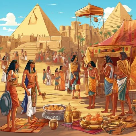 Egyptian Village, Ancient Egypt Culture, Egypt Civilization, Ancient Palace, Village Drawing, Egyptian Era, Egypt Concept Art, Life In Egypt, Sphinx Cat