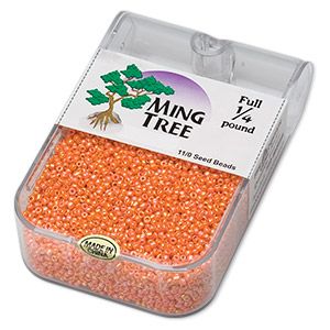 Seed bead, Ming Tree™, glass, opaque rainbow orange, #11 round. Sold per 1/4 pound pkg. Diy Jewlry, Ming Tree, Beaded Earrings Tutorials, Seed Beading, Tree Seeds, Diy Jewelry Findings, Beading Needles, Fire Mountain Gems And Beads, Fire Mountain