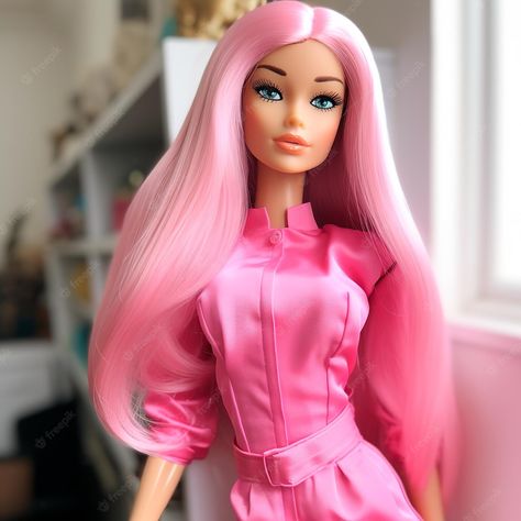 Straight Pink Hair, Barbie Pink Hair, Red Hair Long, Hair Long Straight, Image 3d, Hair Wear, Hair Long, Pink Outfit, Barbie Clothes