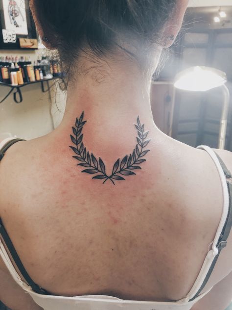 Laurel Reef Tattoo, Laurel Tattoo, Laurel Wreath Tattoo, Collar Bone Tattoo For Men, Roman Tattoo, Wreath Tattoo, Elements Tattoo, Red Tattoos, Collar Bone Tattoo