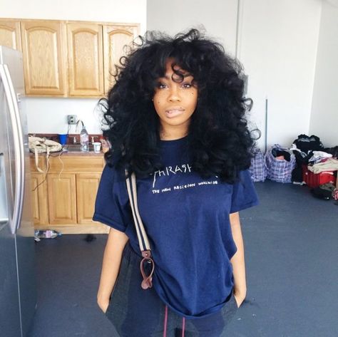 Big Hair Don't Care | Sza's Best Hair Looks (And How To Get Them) http://voiceofhair.com/big-hair-dont-care-szas-best-hair-looks-and-how-to-get-them/ Sza Hair, Long Black Hair, Long Black, Curly Hair, Black Hair, A Woman, Hair, Blue, Black