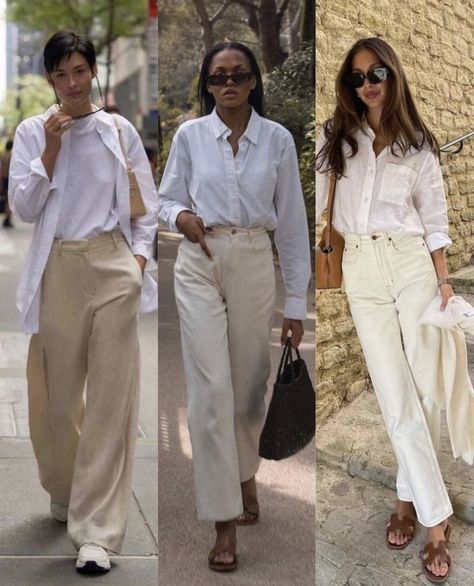 Cream Pants Outfit Women, Beige Linen Pants Outfit, Cream Pants Outfit, Dinner Outfit Summer, Beige Linen Pants, Linen Pants Outfit, Cream Pants, White Linen Shirt, Linen Pant