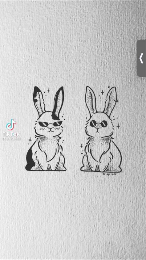 Hase Tattoos, Pair Tattoos, Partner Tattoos, Maching Tattoos, Bunny Tattoo, Cute Matching Tattoos, Matching Friend Tattoos, Wrist Tattoo Designs, Tier Tattoo