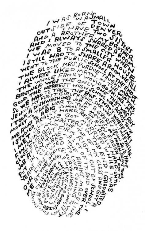 Fingerprint Typography, Finger Print Design, Fingerprint Artwork, Text Art Typography, Fingerprint Art, Thumb Prints, Identity Art, Text Art, Mellow Yellow