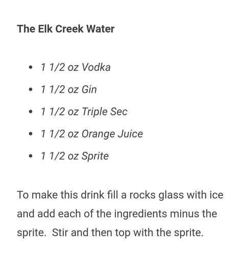 Elk Creek Water Recipe Elk Creek Water Recipe, Water Cress Recipe, Creek Water Drink, Ranch Water Mocktail, Ocean Water Drink Alcohol Recipe, Kentucky Oaks Lily Drink, Creek Water, Water Drink, Triple Sec