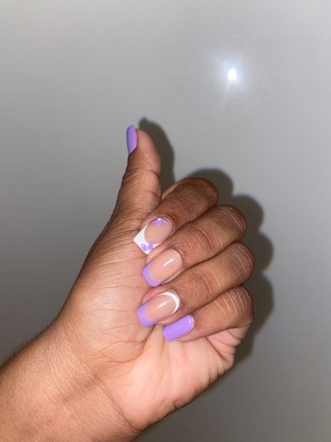 Shirt Purple Acrylic Nails, Purple Tip Nail Designs, Baby Purple Nails Ideas, Short Nails Ideas Purple, Purple Short Acrylic Nails, Purple Nails Square, Short Purple Nail Designs, Purple Nail Inspo Acrylic, Teen Nail Designs