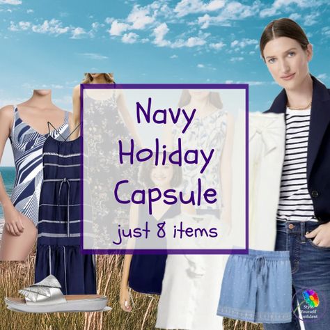 Navy Blue Capsule Wardrobe, Navy Capsule Wardrobe, Cruise Wardrobe, 10 Item Wardrobe, Packing Wardrobe, Holiday Capsule Wardrobe, Make Outfits, Cruise Packing, Capsule Wardrobe Outfits