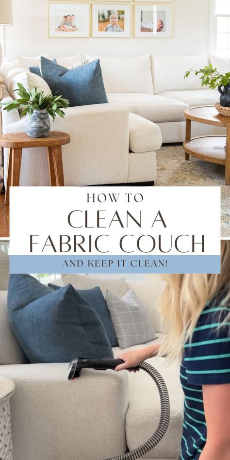 How to Clean a Fabric Couch At Home Diy Couch Cleaning, Fabric Sofa Cleaning Hacks, How To Clean A Couch Fabric, Wash Couch Cushions, How To Clean Sofa Fabric Couch, How To Clean Your Couch, How To Deep Clean A Couch, Cleaning Fabric Couch, How To Clean A Couch