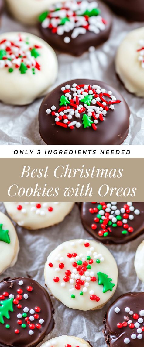 Image for Best Christmas Cookies with Oreos Oreo Christmas Cookies, Cookies With Oreos, Candy Molds Recipes, Christmas Oreos, Christmas Oreo, Easy Christmas Cookies, Clematis Varieties, Oreo Cookies Dipped, Christmas Sweet Treats