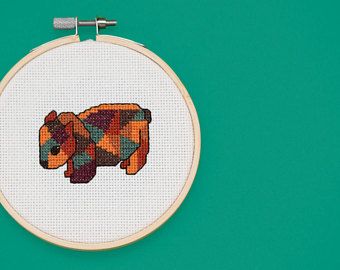 Patchwork Wombat | A cross stitch pattern PDF (instant download) Thistle Pattern, Embroidery Needles, A Cross, Birthday Greetings, Digital Pattern, Birthday Greeting Cards, Cross Stitch Pattern, Instant Download Etsy, Pdf Download