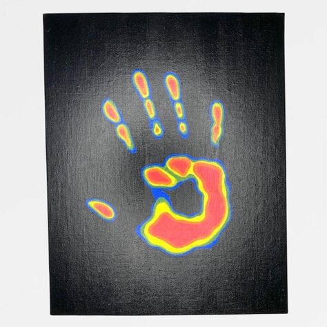 Paintings With Handprints, Hand Heat Painting, Thermal Handprint Painting, Thermal Hand Print Painting, 444 Painting Ideas, Thermal Hand Painting, Art Clothes Painting, Thermal Painting Ideas, Thermal Handprint