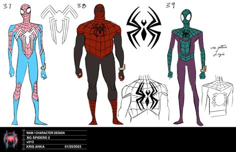 Spiderman Artstyle, Kris Anka, Spiderman Stuff, Spider Sona, Marvel Concept Art, My Hero Academia Costume, Marvel Character Design, Spider Costume, Background Characters