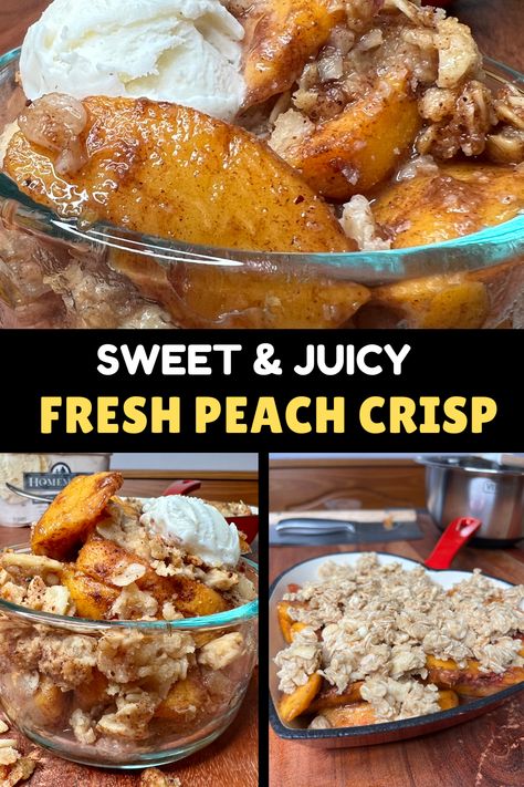 Looking for a light and healthy dessert? Try this Easy Peach Crisp made with fresh peaches, canned peaches, or frozen peaches, and topped with a crunchy oat crumble! This guilt-free summer treat is low in sugar, full of wholesome ingredients, and quick to make. Whether you're using fresh, canned, or frozen peaches, this easy recipe is perfect for satisfying your sweet tooth in a healthy way! Ideal for a light summer dessert. Sugar Free Peach Crisp, Peaches Canned, Cherry Filling Recipes, Healthy Peach Crisp, Peaches Recipes, Fresh Peach Crisp, Christmas Pies, Light Summer Desserts, Easy Peach Crisp