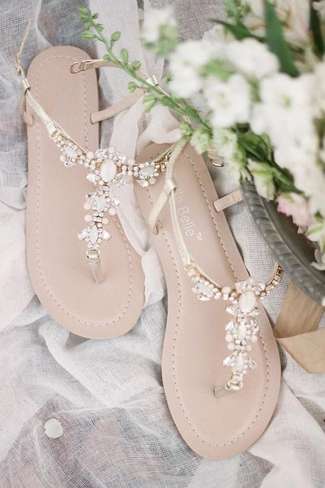 30 Officially The Most Gorgeous Bridal Shoes ❤️  gorgeous bridal shoes sandals with stones for beach bellabelleshoes #weddingforward #wedding #bride Country Shoes Boots, Best Bridal Shoes, Summer Wedding Shoes, Sandal Tali, Wedding Shoes Sandals, Hak Tinggi, Beach Wedding Sandals, Shoe Room, Bohemian Sandals