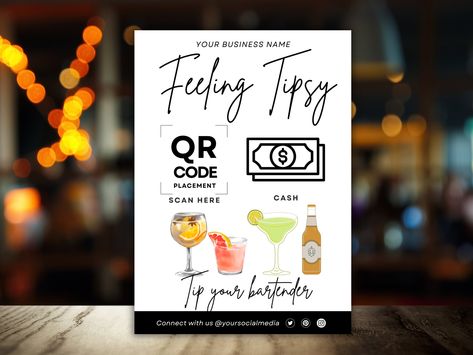 Bartender Tip Jar, Virtual Tip Jar, Payment Sign, Sign Restaurant, Qr Code Sign, Tip Jar, Tip Jars, Business Stationery, Cleaning Checklist