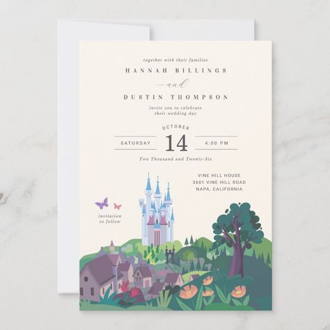 Cinderella's Whimsical Castle Wedding Invitation Disney Princess Theme Birthday Party, Castle Wedding Invitations, Cinderella Invitations, Disney Baby Shower, Bridal Brunch Invitations, Cinderella Party, Disney Princess Birthday, Brunch Invitations, Disney Birthday