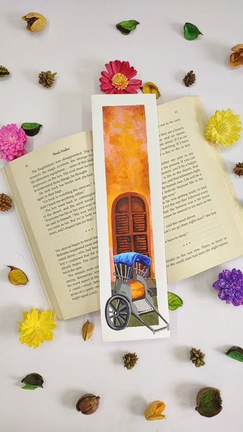 #tanarickshaw #kolkatarickshaw #kolkatalove #cityofjoy #acrylicbookmark #diybookmark Kolkata Rickshaw, Kolkata Sketch, Handmade Bookmarks Diy, Bengali Art, Notebook Drawing, Sky Art Painting, Boho Art Drawings, Creative Bookmarks, Bookmark Craft