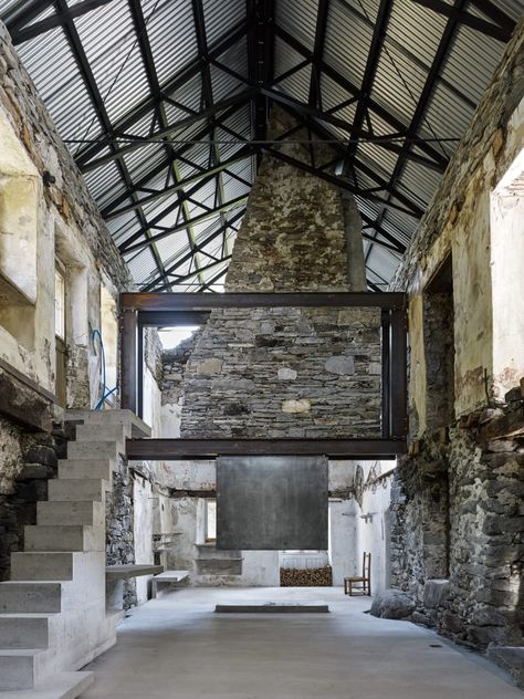 Buchner Bründler Architekten, Marcelo Villada Ortiz, Georg Aerni · Casa Mosogno · Divisare Ruins Architecture, Urban Industrial Decor, Architecture Renovation, Roof Construction, Industrial Architecture, Urban Loft, Urban Industrial, Stone Walls, Residential House