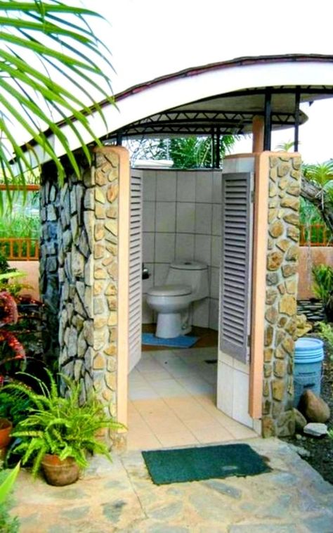 Outdoor Bathroom Design Ideas, Outdoor Pool Bathroom, Outdoor Kitchen Design Rustic, Kitchen Design Rustic, Outside Toilet, Outdoor Bathroom Design, Outdoor Toilet, Rustic Kitchen Design, Patio Decorating Ideas On A Budget