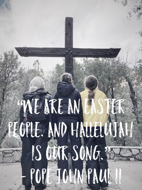 “Do not abandon yourselves to despair. We are an Easter people. And hallelujah is our song.” - Pope John Paul II // “Easter people” — Good Friday post at meredithnoel.com // Filled with hope as we stare at the empty cross. Friday Post, Happy Good Friday, Christian Camp, Our Song, Godly Relationship, Pope John Paul Ii, Jesus Resurrection, John Paul Ii, Pope John