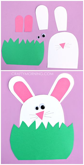 Paper Bunny Hiding in the Grass - Cute Easter craft for Kids to Make! | CraftyMorning.com Easter Crafts For Toddlers, April Crafts, Paper Bunny, Easter Preschool, Easy Easter Crafts, Spring Crafts For Kids, Easter Projects, Daycare Crafts, Easter Art