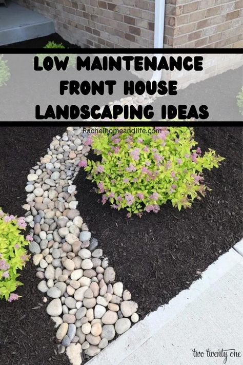 Now that spring is here and people are turning their attention to more projects outdoors, , here are some great low maintenance front house landscaping ideas that add beauty, enjoyment and increase the curb appeal of your home if you’re thinking of selling. #frontyardlandscaping #frontyardlandscapingideas #lowmaintenancelandscaping #outdoors Simple Low Maintenance Landscaping Ideas, Garden Ideas Side Of House, House Landscaping Ideas, Sloped Front Yard, Low Maintenance Landscaping Front Yard, Landscaping A Slope, Front Yards Curb Appeal, Walkway Landscaping, Small Front Yard