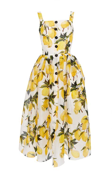 Dolce & Gabbana Cotton Lemon Print and Needlepoint Dress Bohemio Style, Embellished Dresses, Lemon Print Dress, Dresses Cotton, Gabbana Dress, White Cocktail, Dress Wedding Guest, Dolce Gabbana Dress, Jenna Coleman