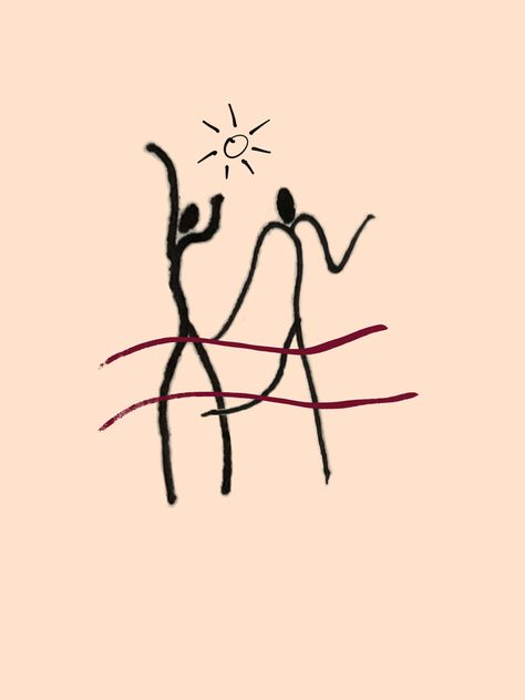 tattoo idea sketch: thin line sketch of two people dancing, small sun above them, two dark red curvilinear lines horizontally through them Thank You For The Music Tattoo, Cute Trio Tattoo Ideas, Dancing Person Tattoo, Dancing People Drawing, Two Dancing People, Spain Tattoo Spanish, Jazz Tattoo Ideas, People Dancing Drawing, Dancing People Tattoo