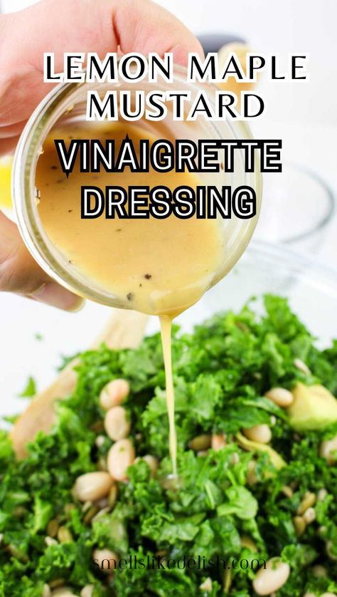 Lemon Maple Mustard Vinaigrette Dressing is a delightful combination of  sweet, tangy, and savory flavors that will elevate any salad to new  heights. This homemade dressing is a far cry from the bottled stuff,  offering a burst of fresh taste in every spoonful. Maple Dressing Vinaigrette, Maple Mustard Dressing, Maple Vinaigrette Dressing, Honey Vinaigrette Dressing, Frozen Casserole Recipes, Mustard Vinaigrette Dressing, Maple Mustard Vinaigrette, Lemon Salad Dressings, Winter Root Vegetables