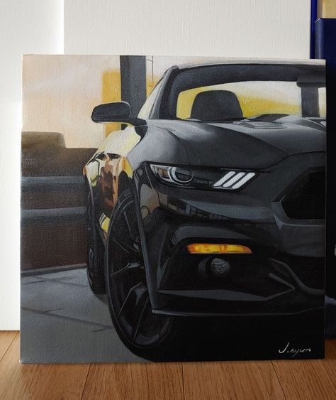 ♡ Mustang Painting, Cars Reference, Cars Painting, Car Drawing Pencil, Reference Ideas, Art Biz, Car Drawing, Mustang Cars, Diy Canvas Art Painting