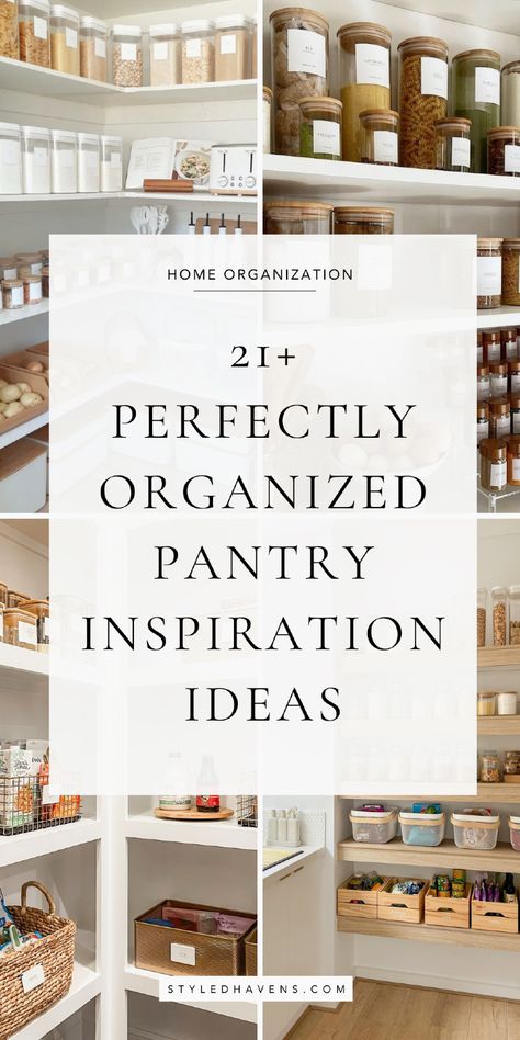 Searching for cute pantry organization inspo? These *super pretty* organized pantry spaces are all you need for the home pantry of your *DREAMS*! If you're planning to update your pantry design, or you're just looking for some super clever pantry organization ideas, *this* is the inspo we're gushing over! Home Pantry Ideas, Cute Pantry, Small Pantry Closet, Pantry Organization Baskets, Shallow Pantry, Home Pantry, Ikea Pantry, Pantry Layout, Open Pantry