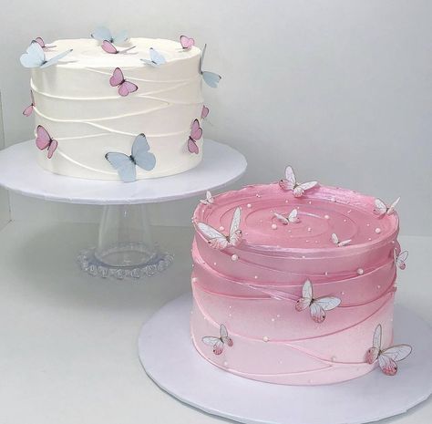 Butterfly Birthday Cakes, Sweet 17, Beautiful Cake Designs, 16 Birthday Cake, Pretty Butterfly, Simple Cake Designs, Funny Birthday Cakes, 18th Birthday Cake, Mini Cakes Birthday