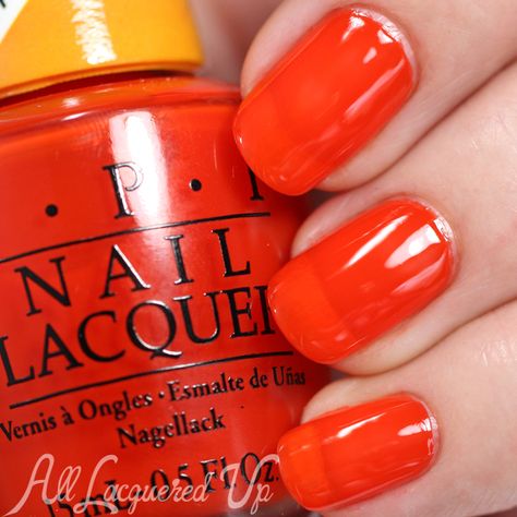 OPI-Chromatic-Orange-Color-Paints Tasteful Nails, Jelly Manicure, Orange Swatch, Red Orange Nails, Opi Gel Nail Polish, Nail Art Color, Opi Nail Polish Colors, Best Summer Nail Color, Opi Red