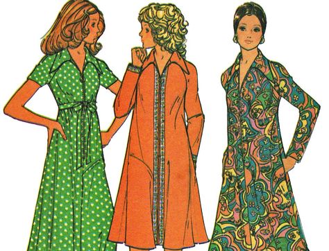 Vintage Sewing Patterns 1970s, Tent Dresses Pattern, Robe Sewing Pattern, Front Zipper Dress, Dresses Patterns, 1970s Sewing Patterns, Plus Size Sewing Patterns, Zip Front Dress, Vintage Dress 70s