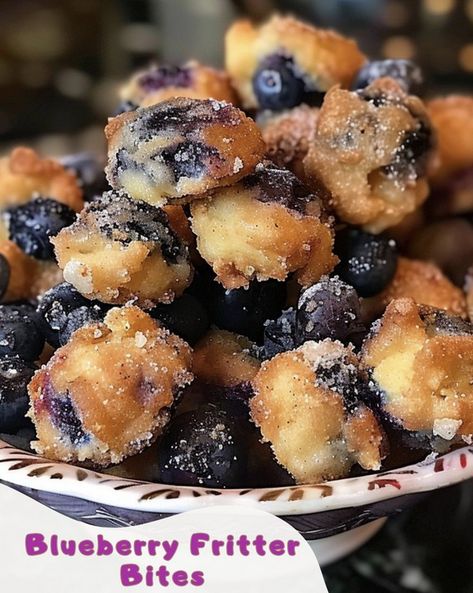 Blueberry Fritter, Fritter Bites, Easy Cooking Ideas, Fruit Pastries, Bites Recipes, Blueberry Jam, Mini Muffin Pan, Blueberry Recipes, Dessert Salads