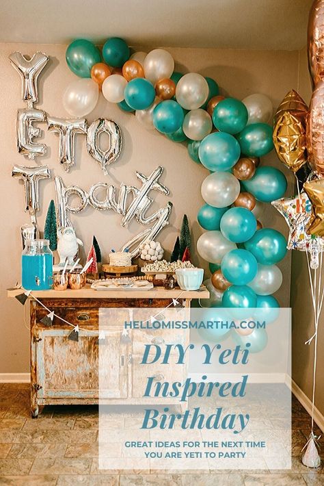 We were Yeti to Party with this fun themed birthday!  Inspired by the elusive Yeti and snowy mountaintops, we pulled together a few DIYs that made this party stellar! Yeti First Birthday, Yeti Themed Birthday Party, Yeti Party Ideas, Yeti Birthday Party, Yeti Party, Yeti To Party, Party City Balloons, Winter Party Themes, 6 Birthday