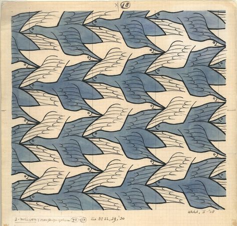 Escher Tessellations, Tessellation Art, Escher Art, Tessellation Patterns, M C Escher, Quilt Modernen, Mc Escher, Two Birds, Dutch Artists