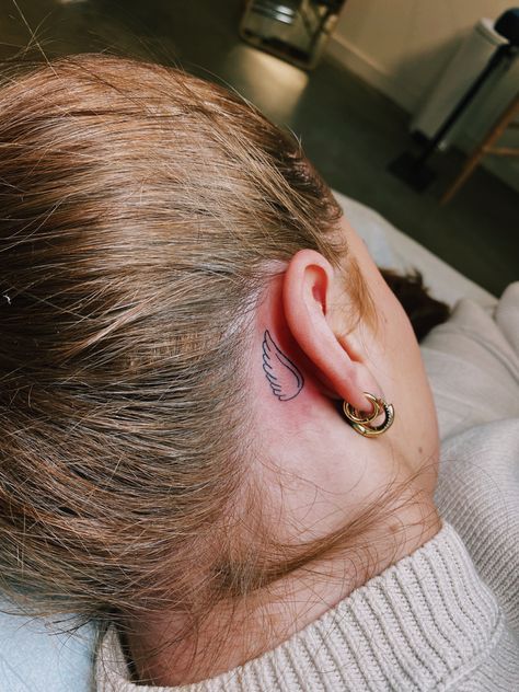 Angel Tattoo Behind Ear, Angel Wing Tattoo, Tattoo Behind Ear, Angel Wings Tattoo, Wing Tattoo, Angel Tattoo, Angel Wings, Tatting, Angel