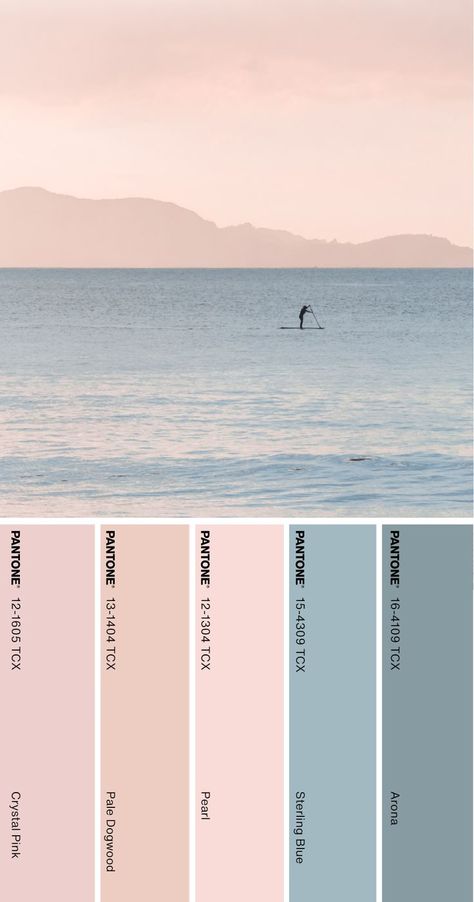 Pantone Pale Dogwood, Cool Colour Palette Interiors, Pastel Color Palette Interior Design, Blue Pink Cream Color Palette, Natural Color Pallets, Relaxing Color Palette Colour Schemes, Pastel Beach Color Palette, Feminine Blue Color Palette, Colors Palette Pastel