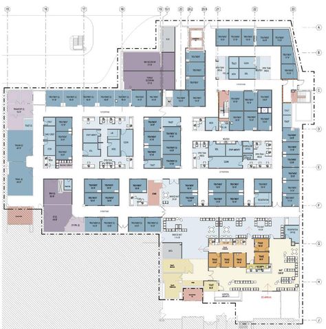 Emergency Department Master Planning 100 Bed Hospital Floor Plan, Hospital Layout, Hospital Floor Plan, Hospital Design Architecture, Hospital Plans, Architecture Site Plan, Waiting Room Design, Master Planning, Medical Office Design